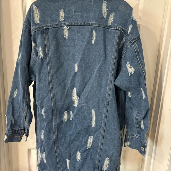 Blue Distressed Jean Jacket - Picture 4 of 6